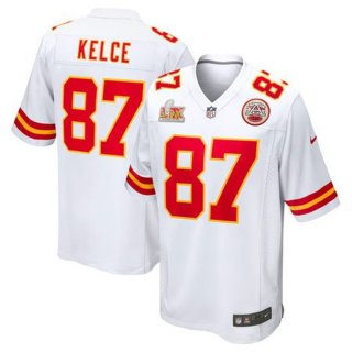 Men's Kansas City Chiefs Travis Kelce Nike White Super Bowl LIX Game Jersey