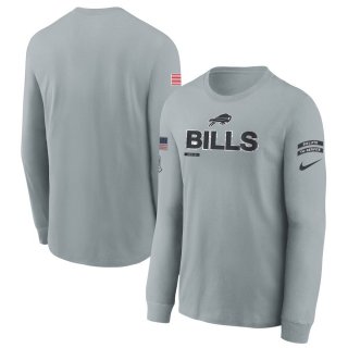 Youth Buffalo Bills Nike Gray 2024 Salute To Service Long Sleeve T-Shirt