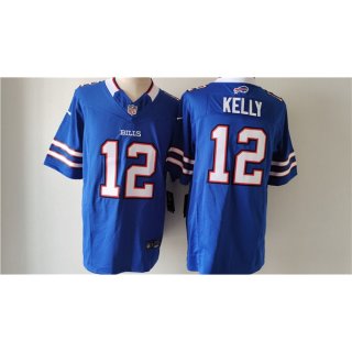 Men's Buffalo Bills #12 Jim Kelly Blue 2023 F.U.S.E. Vapor Untouchable Limited Stitched Jersey