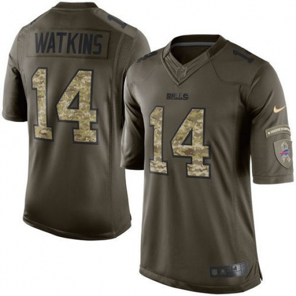 Nike Bills #14 Sammy Watkins Green Youth Stitched NFL Limited Salute to Service Jersey