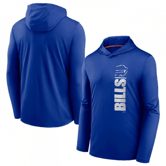 Men's Buffalo Bills Royal Fan Gear Team Stack Hoodie Performance Long Sleeve T-Shirt