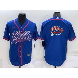 Men's Buffalo Bills Royal Team Big Logo With Patch Cool Base Stitched Baseball Jersey