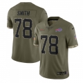 Men's Buffalo Bills #78 Bruce Smith Olive 2022 Salute To Service Limited Stitched Jersey