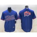 Men's Buffalo Bills Royal Team Big Logo With Patch Cool Base Stitched Baseball Jersey