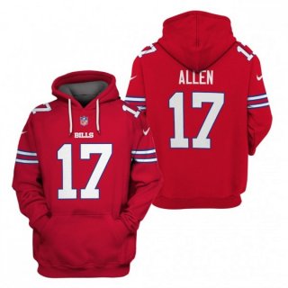 Men's Buffalo Bills #17 Josh Allen 2021 Red Pullover Hoodie