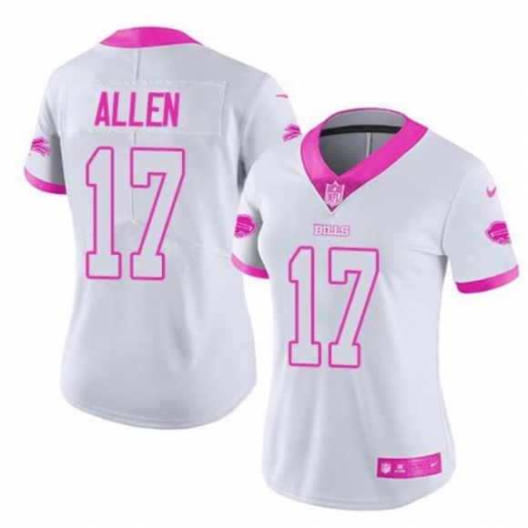 Women's Buffalo Bills #17 Josh Allen White/Pink Vapor Untouchable Limited Stitched NFL Jersey