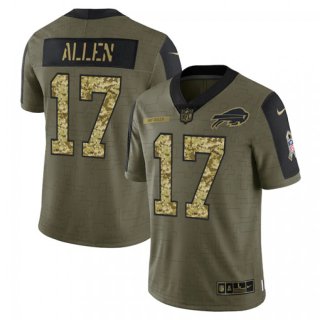 Men's Buffalo Bills #17 Josh Allen 2021 Olive Camo Salute To Service Limited Stitched Jersey