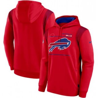 Men's Buffalo Bills 2021 Red Sideline Logo Performance Pullover Hoodie