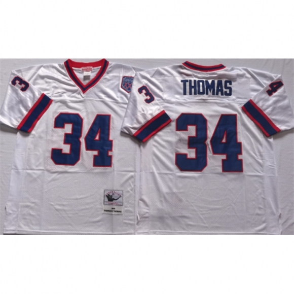 Men's Buffalo Bills #34 THOMAS White Stitched Jersey