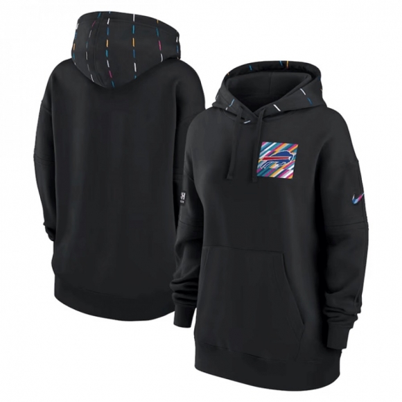 Women's Buffalo Bills Black 2023 Crucial Catch Club Pullover Hoodie(Run Small)