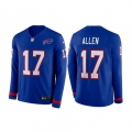 Men's Buffalo Bills #17 Josh Allen Blue Long Sleeve Stitched Jersey