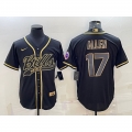 Men's Buffalo Bills #17 Josh Allen Black Gold Edition With Patch Cool Base Stitched Baseball Jersey