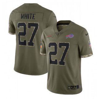 Men's Buffalo Bills #27 Tre'Davious White Olive 2022 Salute To Service Limited Stitched Jersey