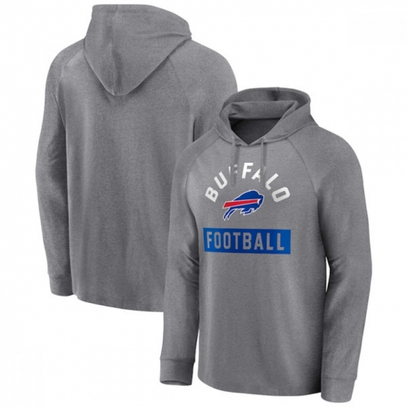 Men's Buffalo Bills Heathered Gray No Time Off Raglan Pullover Hoodie