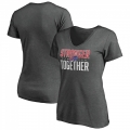 Women's Buffalo Bills Heather Stronger Together Space Dye V-Neck T-Shirt(Run Small)