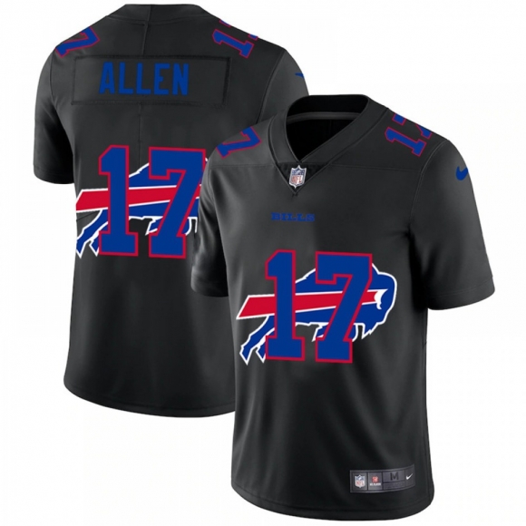 Men's Buffalo Bills #17 Josh Allen Black Shadow Logo Limited Stitched Jersey