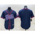 Men's Buffalo Bills Blank Navy With Patch Cool Base Stitched Baseball Jersey