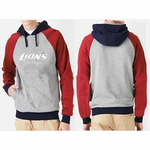 Detroit Lions English Version Pullover Hoodie Grey & Red