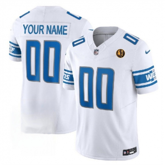 Men's Detroit Lions Active Player Custom White 2023 F.U.S.E. With John Madden Patch Vapor Limited Stitched Football Jersey