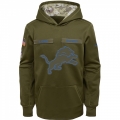 Youth Detroit Lions Olive Salute to Service Pullover Performance NFL Hoodie