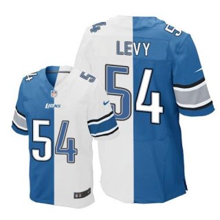 Nike Lions #54 DeAndre Levy Blue/White Men's Stitched NFL Elite Split Jersey