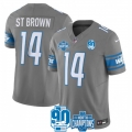 Men's Detroit Lions #14 Amon-Ra St. Brown Grey 2023 F.U.S.E. 90th Anniversary NFC North Division Champions Vapor Untouchable Limited Stitched Jersey