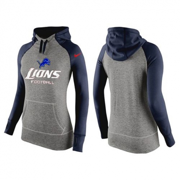 Women's Nike Detroit Lions Performance Hoodie Grey & Dark Blue