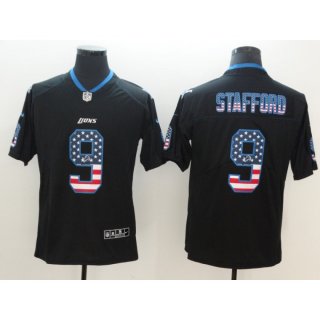 Men's Detroit Lions #9 Matthew Stafford Black 2018 USA Flag Color Rush Limited Fashion NFL Stitched Jersey