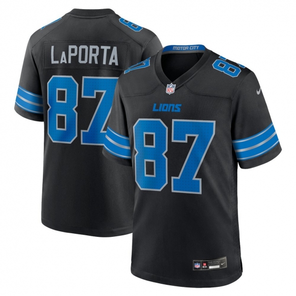 Men's Detroit Lions Sam LaPorta Nike Black 2nd Alternate Game Jersey