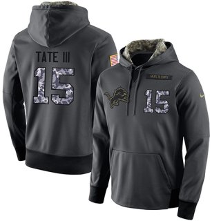 NFL Men's Nike Detroit Lions #15 Golden Tate III Stitched Black Anthracite Salute to Service Player Performance Hoodie