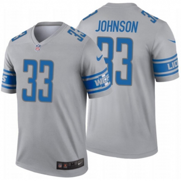 Men's Detroit Lions #33 Kerryon Johnson Gray Inverted Legend Jersey