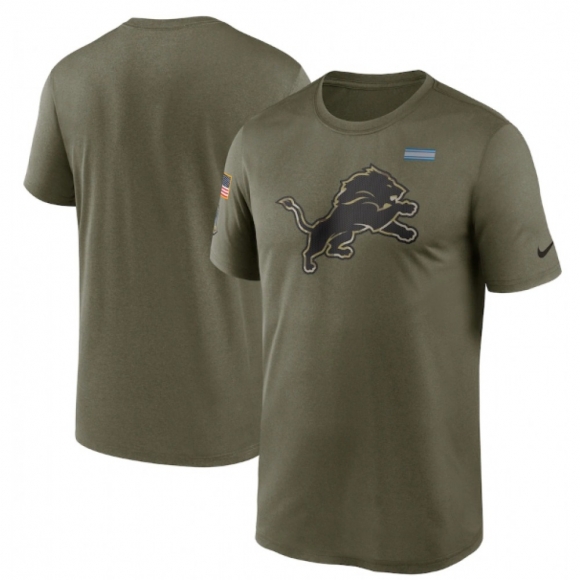 Men's Detroit Lions 2021 Olive Salute To Service Legend Performance T-Shirt