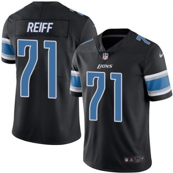 Nike Lions #71 Riley Reiff Black Men's Stitched NFL Limited Rush Jersey