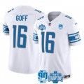 Men's Detroit Lions #16 Jared Goff White 2023 F.U.S.E. 90th Anniversary NFC North Division Champions Vapor Untouchable Limited Stitched Jersey