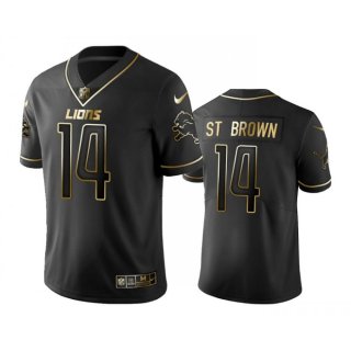 Men's Detroit Lions #14 Amon-Ra St. Brown Black Gold Edition Stitched Jersey