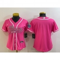 Women's Detroit Lions Blank Pink With Patch Cool Base Stitched Baseball Jersey(Run Small)