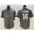 Men's Detroit Lions #14 Amon-Ra St. Brown Grey Cool Base Stitched Baseball Jersey