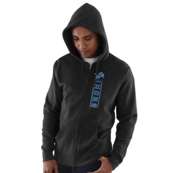 Men's Detroit Lions Black Hook and Ladder Full-Zip NFL Hoodie