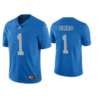 Men's Detroit Lions #1 Jeff Okudah Blue Vapor Untouchable Limited Stitched Jersey