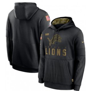 Men's Detroit Lions 2020 Black Salute to Service Sideline Performance Pullover Hoodie