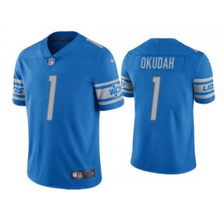 Men's Detroit Lions #1 Jeff Okudah Blue Vapor Untouchable Limited Stitched Jersey