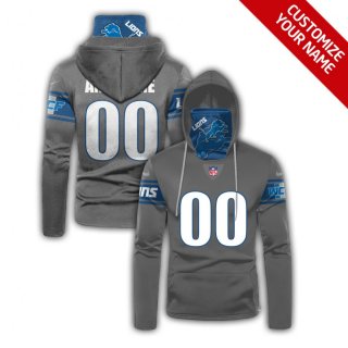 Men's Detroit Lions 2020 Grey Customize Hoodie Mask