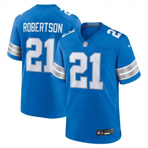 Men's Detroit Lions Amik Robertson Nike Blue Game Jersey