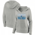 Women's Detroit Lions Heather Gray Stronger Together Crossover Neck Pullover Hoodie(Run Small)