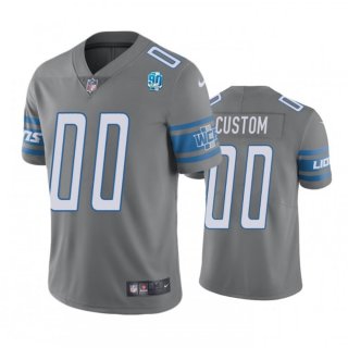 Men's Detroit Lions Active Player Custom Grey 90th Anniversary Vapor Untouchable Limited Stitched Jersey