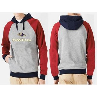 Baltimore Ravens Authentic Logo Pullover Hoodie Grey & Red