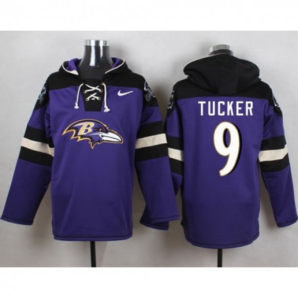 Nike Ravens #9 Justin Tucker Purple Player Pullover NFL Hoodie