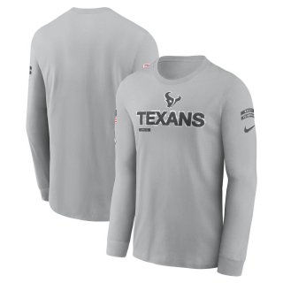 Men's Houston Texans Nike Gray 2024 Salute To Service Long Sleeve T-Shirt