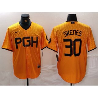 Men's Pittsburgh Pirates #30 Paul Skenes Gold City Connect Stitched Jersey