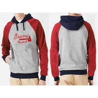 Atlanta Braves Pullover Hoodie Grey & Red